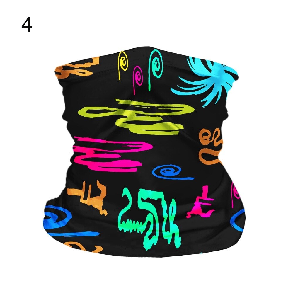 Gedruckt Elastische freundlicher Kopf Gesicht Hals Gamasche Rohr Bandana Schal draussen Sport Radfahren Zubehör Halbe Gesicht Schals: 04-Nein hängend Ohr