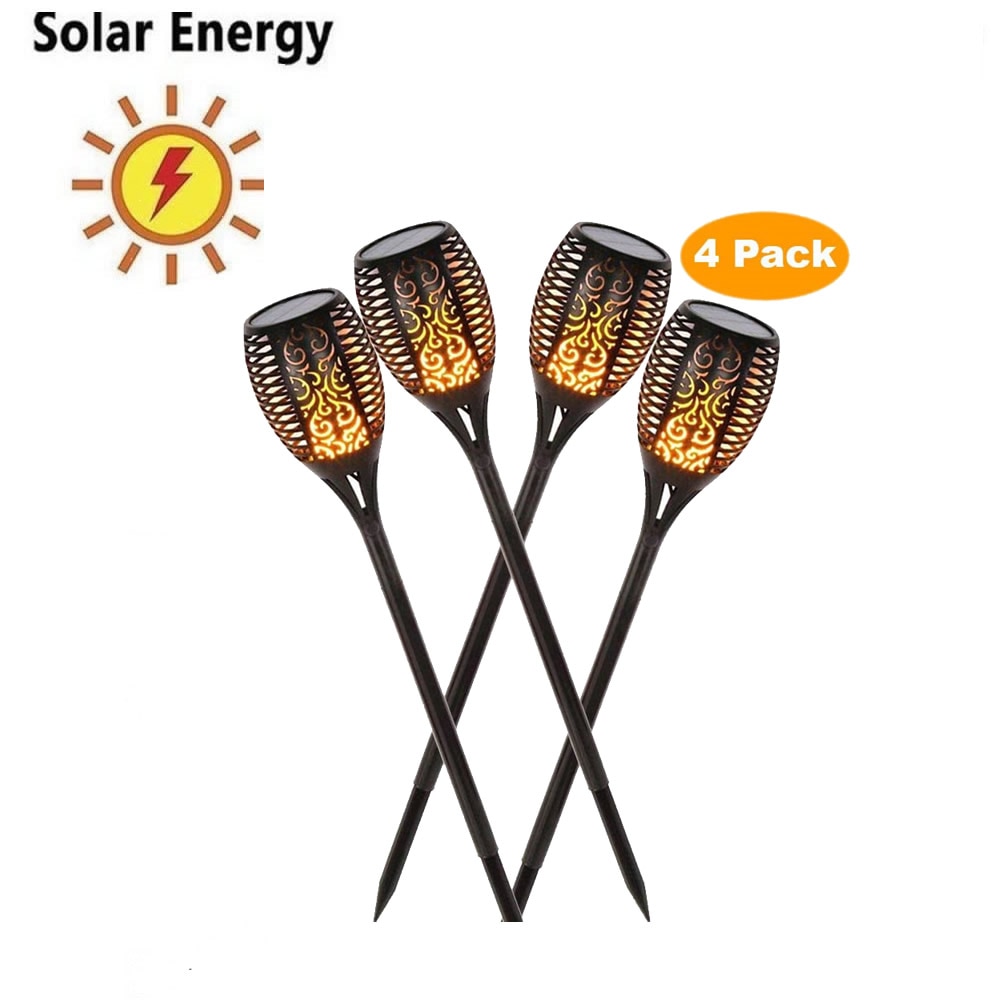 Lámpara LED con efecto de llama Solar impermeable para camino de césped, lámpara con efecto parpadeante romántico, luces LED de fuego para exteriores, decoración de jardín, 33 LED