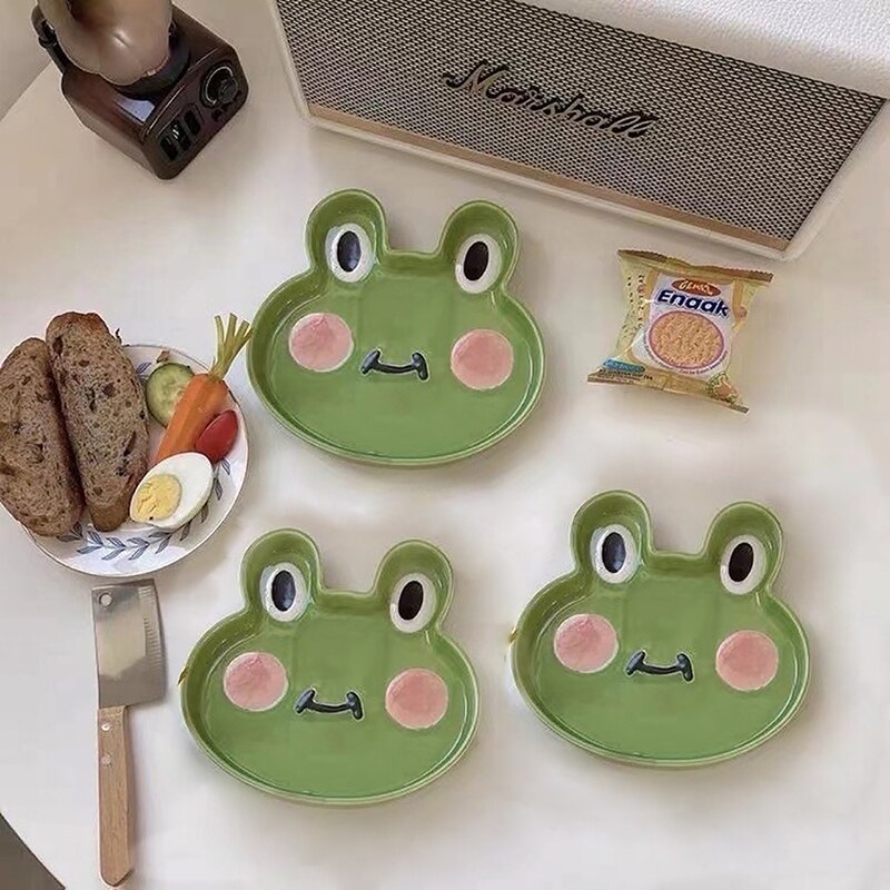 8 Inch Ceramic Plate Cartoon Cute Ceramic Children'S Breakfast Bowl Dish Dessert Fruit Snack Plate Animal Cutlery Bowl Tableware