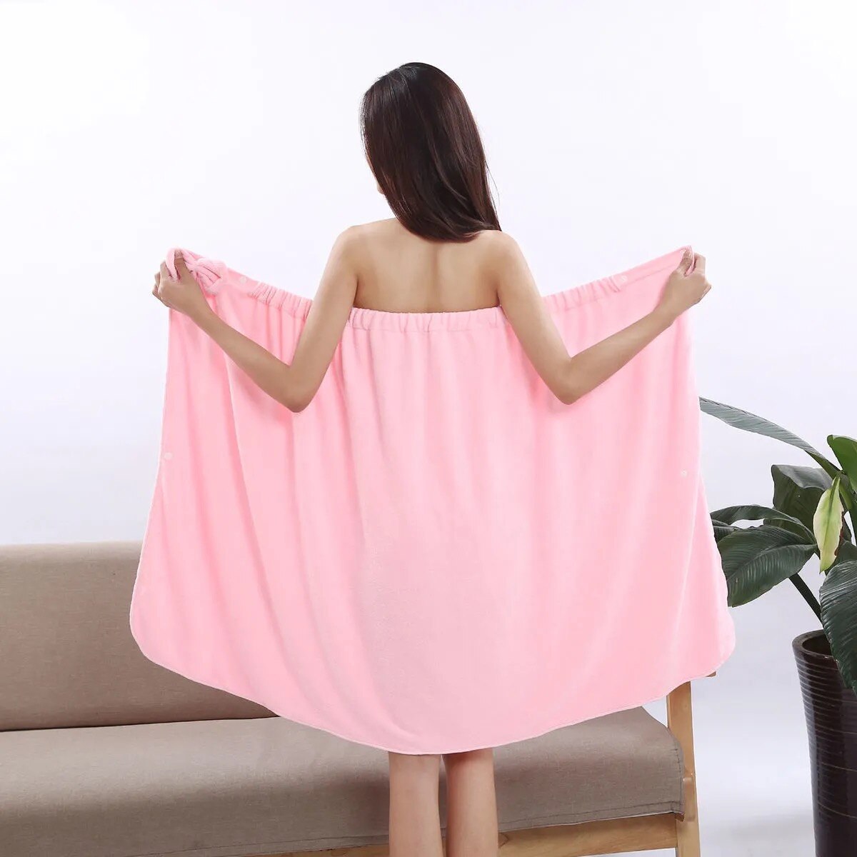 Solid Color Microfiber Quick-Drying Women Soft Bath Towel Absorbent Breathable Bathrobe Shower Washcloth for Bathroom Beach