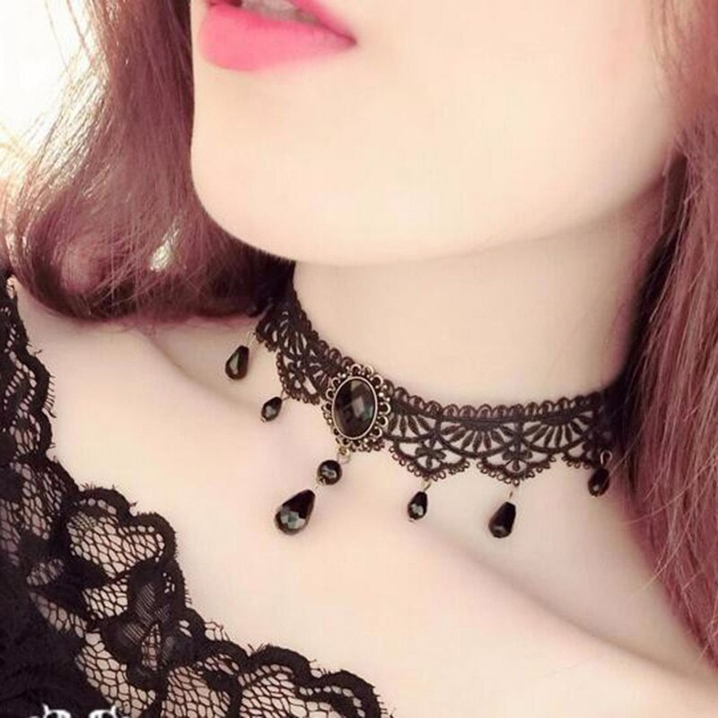 Choker Zwarte Bloem Strass Choker Ketting Vrouwen Bijoux Fluwelen Choker Sieraden Hollow Collares Collier Femme Verklaring Kolye
