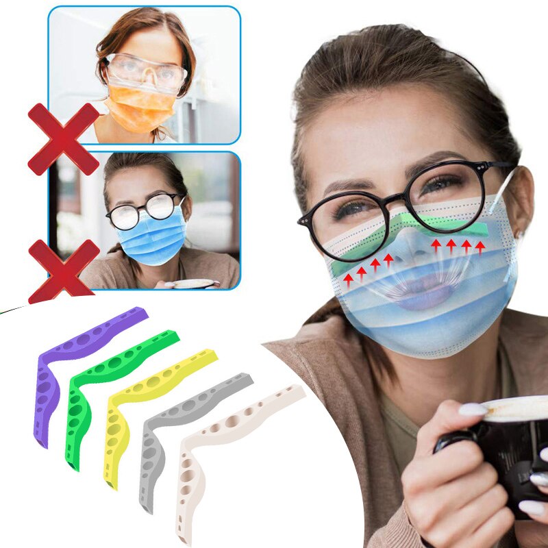 Wiederverwendbare Silikon Maske Halterung Clip Nase Brücke Silikon Halterung Anti-Beschlagen Brille Maske Zubehör Anti-Leckage Nase Pad
