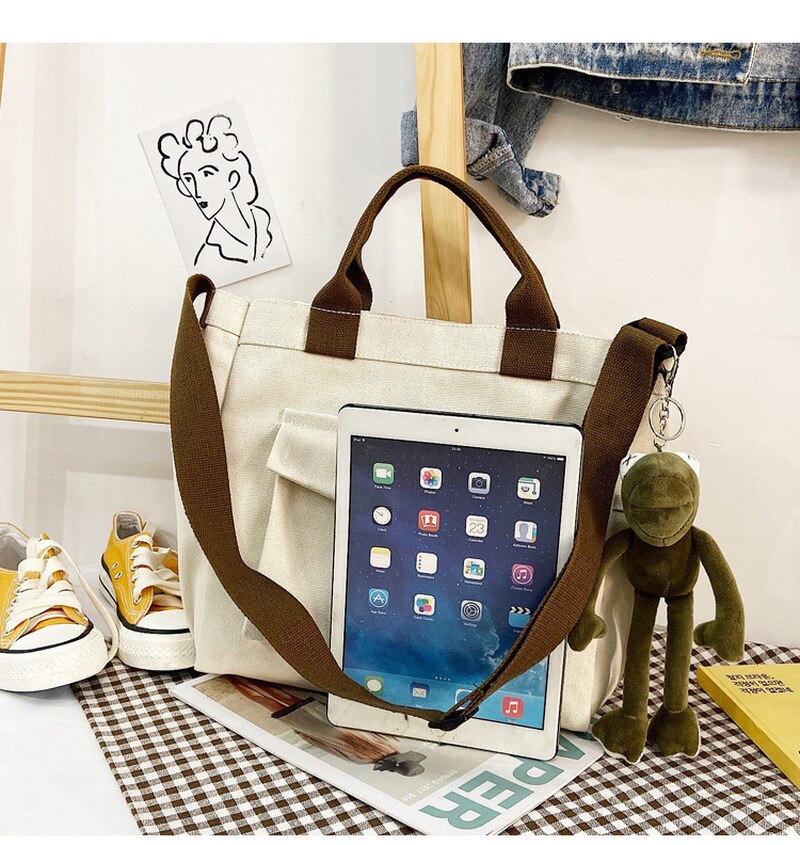 Herfst Vrouwen Koreaanse Versie Van Grote Capaciteit Voor Dames Canvas Tas Vrouwelijke Handtas Crossbody Tassen Massage Tas Schoudertas