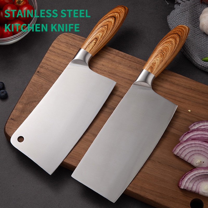 Kitchen Cleaver Knife Chef 4CR13 German Stainless Steel Forged Meat Full Tang Chopper Chinese Santoku Butcher Cook Tool