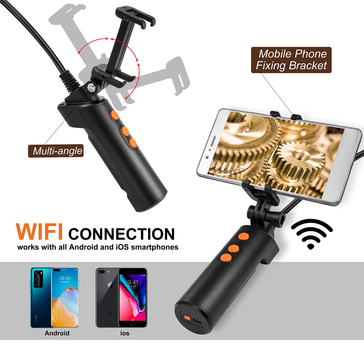 IP67 Industriële Endoscoop Industriële Endoscoop, Industriële Endoscoopcamera Rioolcamera 1080P Digitale Borescope Inspectiecamera 4,3 Inch IPS-scherm 8 Mm Lens voor Afvoer (2M