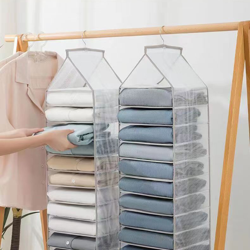 1 sæt - hængende garderobe tøjorganisator hjemmelags stoforganisator taske separator taske opbevaring og hængende taske