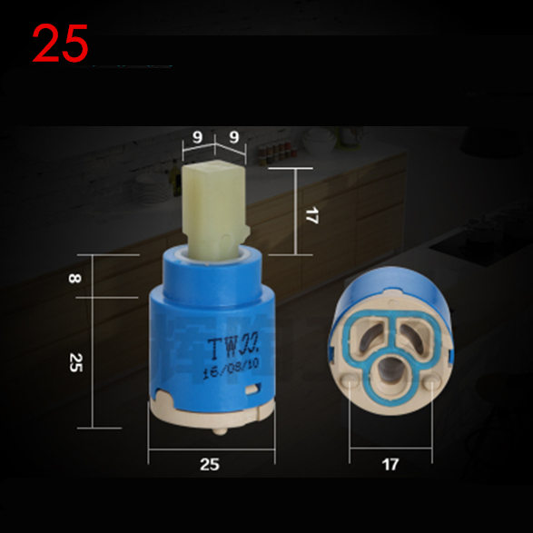 25mm Ceramic Cartridge Valve Core Electric Heater Water Mixing Valve Faucet Cartridge Mixer Low Torque Faucet Accessories: Yellow