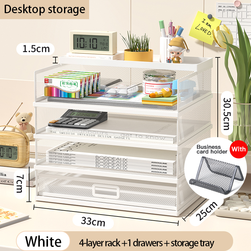Organisateur de bureau tiroir coulissant, porte-fichiers de trieur de papier multifonctionnel pour le bureau et l'école à domicile: Argent