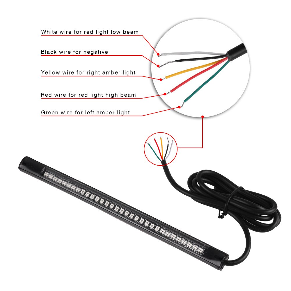 Flexible 48 LED 2835 3014 smd Dual Color Yellow Red Light motorcycle strip turn signal tail rear brake stop Waterproof Bulb lamp