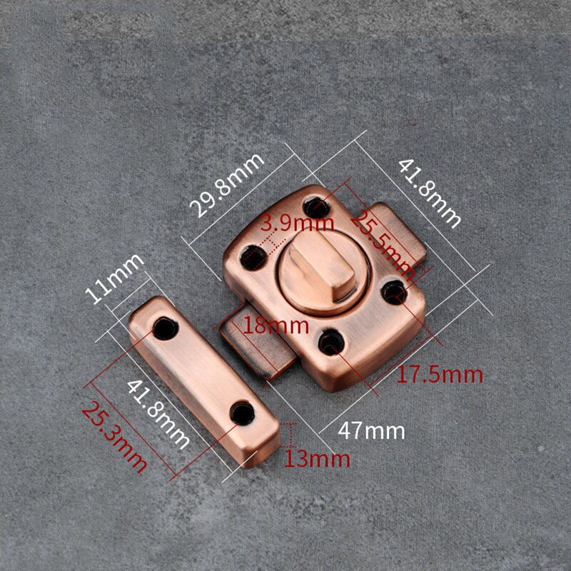 Deurslot Metalen Haak Klink Slot Wc Deuren Haakse Schuifpoort Slot Zinklegering Lente Knop Lock Auto Gesp hardware: Rood