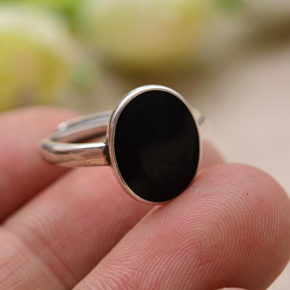 100% 925 ronde, zwarte damesvingerringen van sterlingzilver voor dames met open ringen