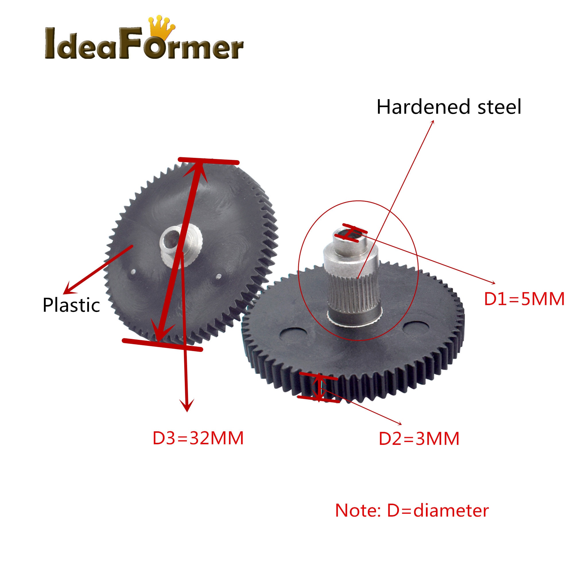 Titan Extruder Feeder Gear Extrusion Wheel Metal Gear (Hardened Steel &amp; Plastic) for Titan Extuder Feeder 3D Printer Parts.