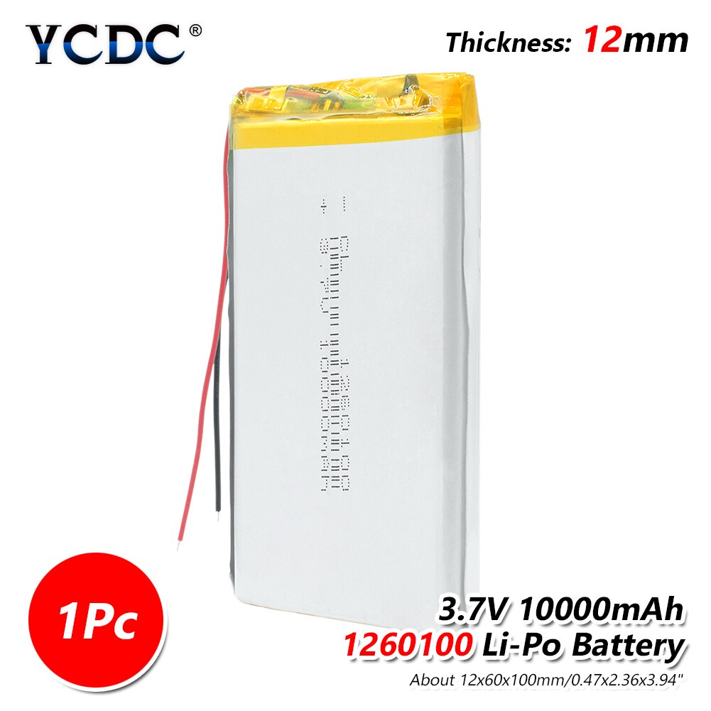 Rechargeable 3.7V 10000mAh Lipo Li-Po Lithium Batteria 1260100 With PCB Li-polymer Battery Replacement Batteries For Tablet DVD: 1 x Battery