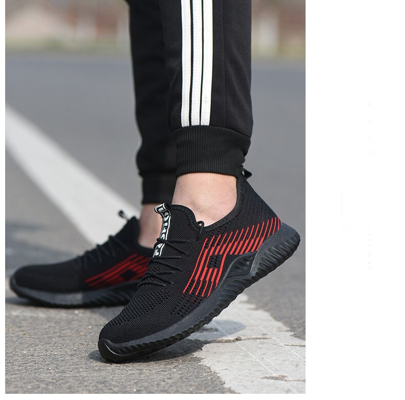 Breathable Safety Work Shoes For Men Male Steel Toe Cap Boots Construction Shoes Safety Boots Work Anti-Smashing: Black / 46