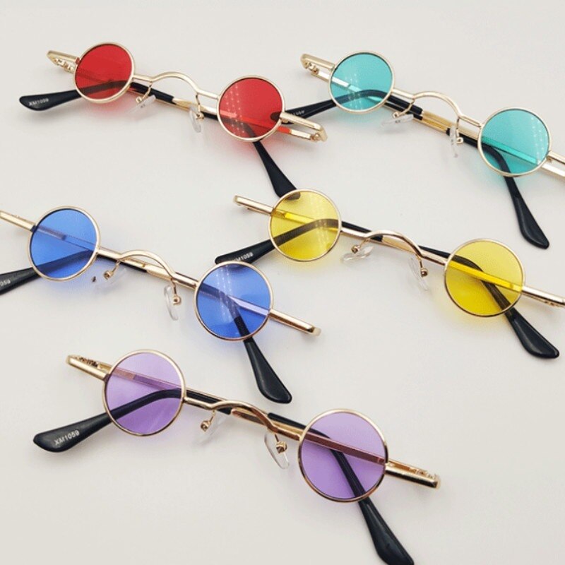 Retro Mini Zonnebril Ronde Mannen Metalen Frame Goud Zwart Rood Kleine Ronde Omlijst Zonnebril Voor Vrouwen Driver Bril