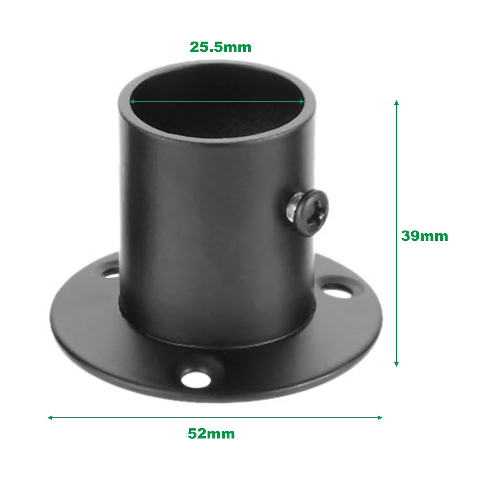 2Pcs/Kit Flens Staaf Houder Garderobe Opknoping Rail Rod Pole Socket End Ondersteuning Beugel Rvs 19/22/25/32Mm W/Schroef Zwart: 25mm