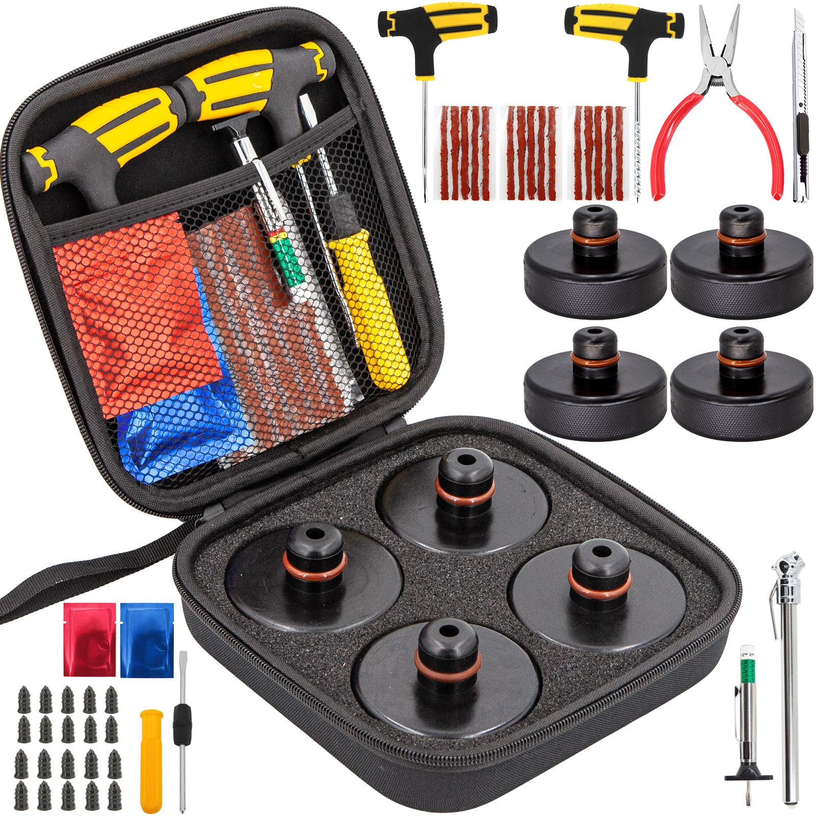 4Pcs Rubber Floor Lifting Jack Pad Axle Stand Adapter Pucks Tool Chassis For Tesla Model 3 S X Y Car Tire Repair Nail Screw Kit: Orange