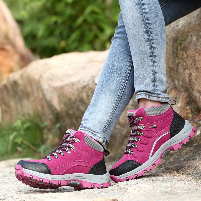 Women's Winter Warm Thick Fur Non-slip Outdoor Shoes Snow Boots Hiking Shoes