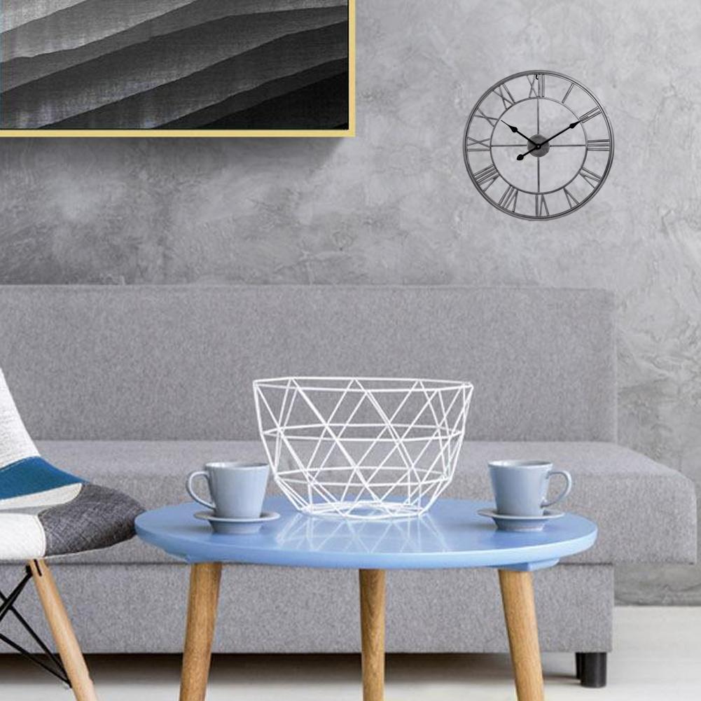 Wandklok Moderne Eenvoudige Creatieve Ijzeren Muur Horloge Voor Woonkamer Loft Cafe, stille Romeinse Cijfers Beweging Horloge 16 Inch