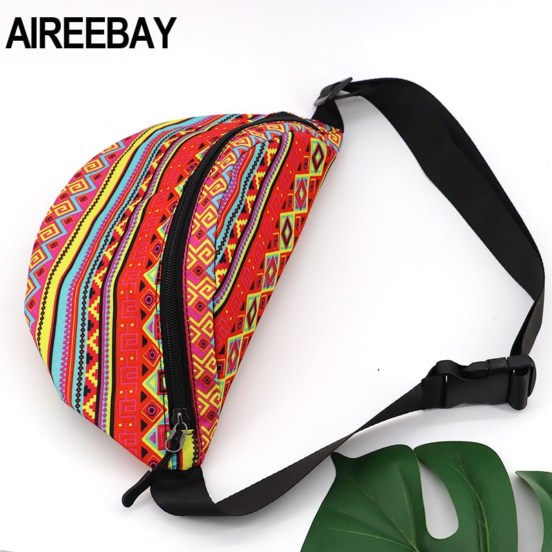 AIREEBAY Africano di Stampa Delle Donne del pacchetto di fanny 2020 marca nuovo anca Petto Sacchetto di Grande Capacità Sacchetto Della Vita Della Cinghia per le Ragazze tutto'aperto di viaggio
