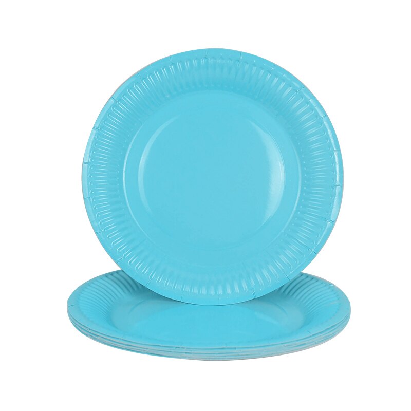Vajilla desechable de colores, plato de papel para suministros de feliz cumpleaños de boda, bandeja para pastel de Baby Shower, plato desechable, 10 Uds.: B08-10Pcs