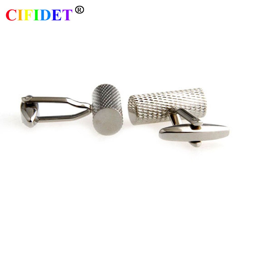 Cifidet Rvs Mens Manchetknoop Cilinder Shirt Manchet Link Met Fluwelen Zak En Geschenkdoos Sieraden Accessoires
