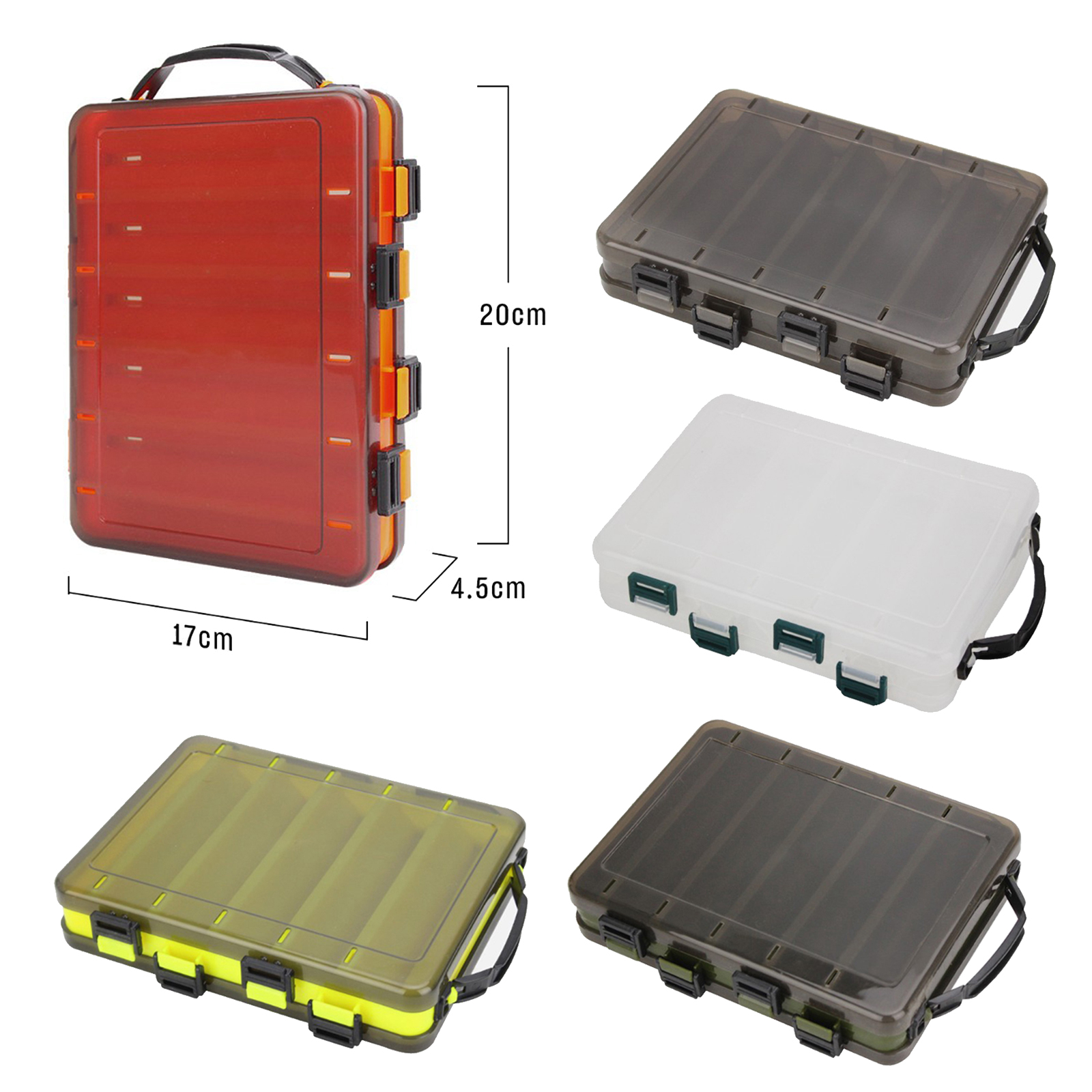 Scatola per attrezzatura da pesca scatola per organizzazione portatile a doppia faccia per esche artificiali
