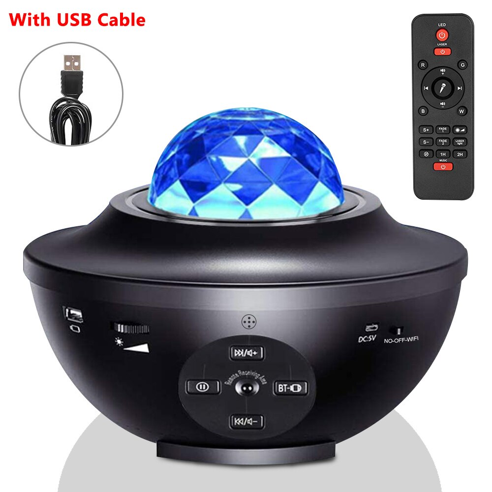 Wifi Galaxy Projector Oceaan Wave Smart Star Projector Light Bluetooth Nachtlampje Spraakbesturing Muziek Speler Led Projector Lampen: USB Plug