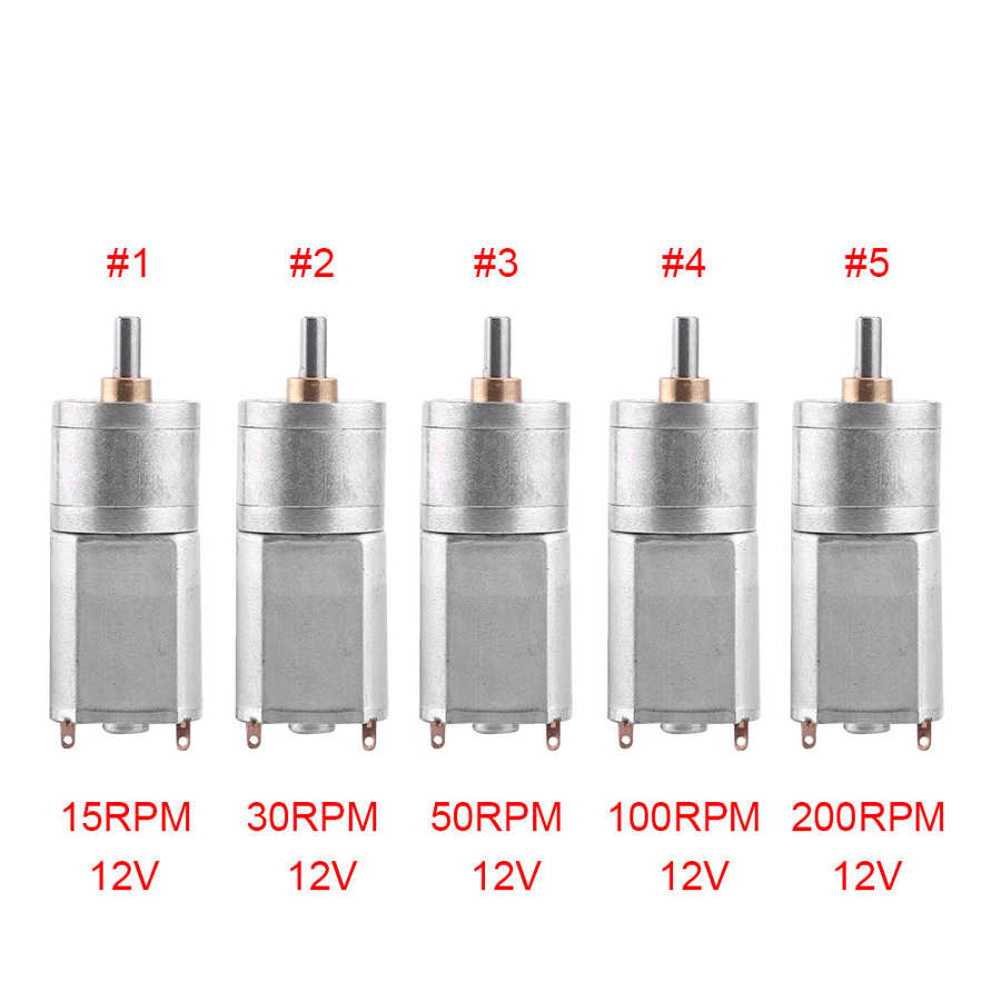 DC 12V Gear Motor High Electric Gear Reduction Motor 15~200RPM Outer Diameter 20MM Full Metal Reduction DC Gear Motors