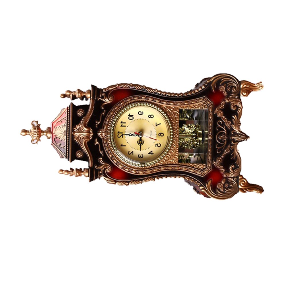 1Pc European Style Desk Clock Fashionable Decorative Table Clock Without Battery Archaistic Clock Decor Musical Time Be: Brown