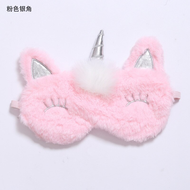 Mascarilla de Ojos de unicornio para dormir, 1 Uds., cubierta de felpa para sombra de ojos, venda visera, viaje, casa, niños, de cumpleaños: Pink