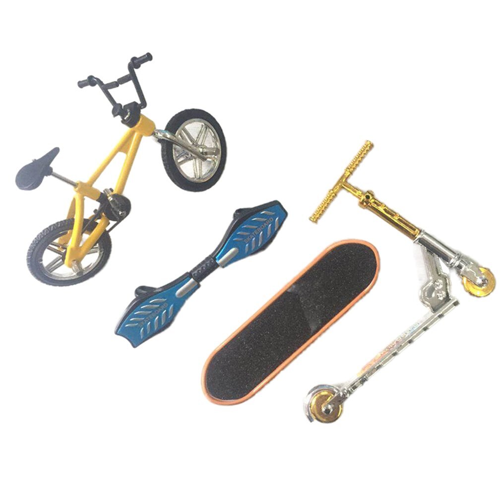 Doigt vélo doigt planche à roulettes ensemble de jouets vélo + planche à roulettes + planche de vitalité + Scooter: yellow