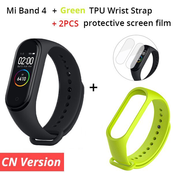 Original Xiaomi Mi Band 4 Smart Bracelet 3 Color AMOLED Screen Miband 4 Fitness Traker Bluetooth Smartband: CN n Green Starp