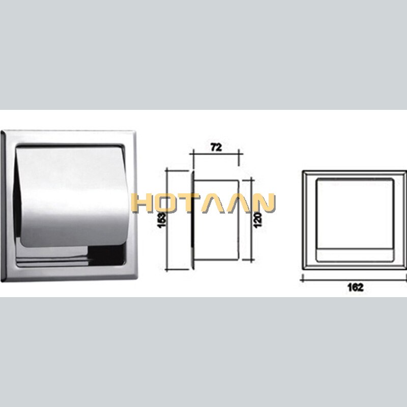 Luxury SUS 304# Stainless Steel Bathroom Toilet Roll Paper Holder Box Concealed Wall Mounted Recessed Wall Embedded YT-1092