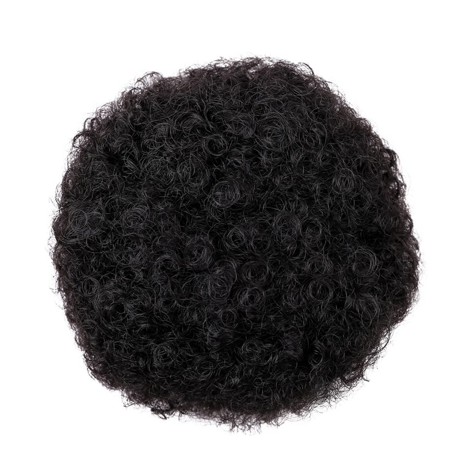 Pelo sintetico Dei Capelli afro Crespo Ricci Coulisse coda di Cavallo Soffio Chignon Posticcio clip di Capelli del Panino in estensioni per Le Donne Nere: nero