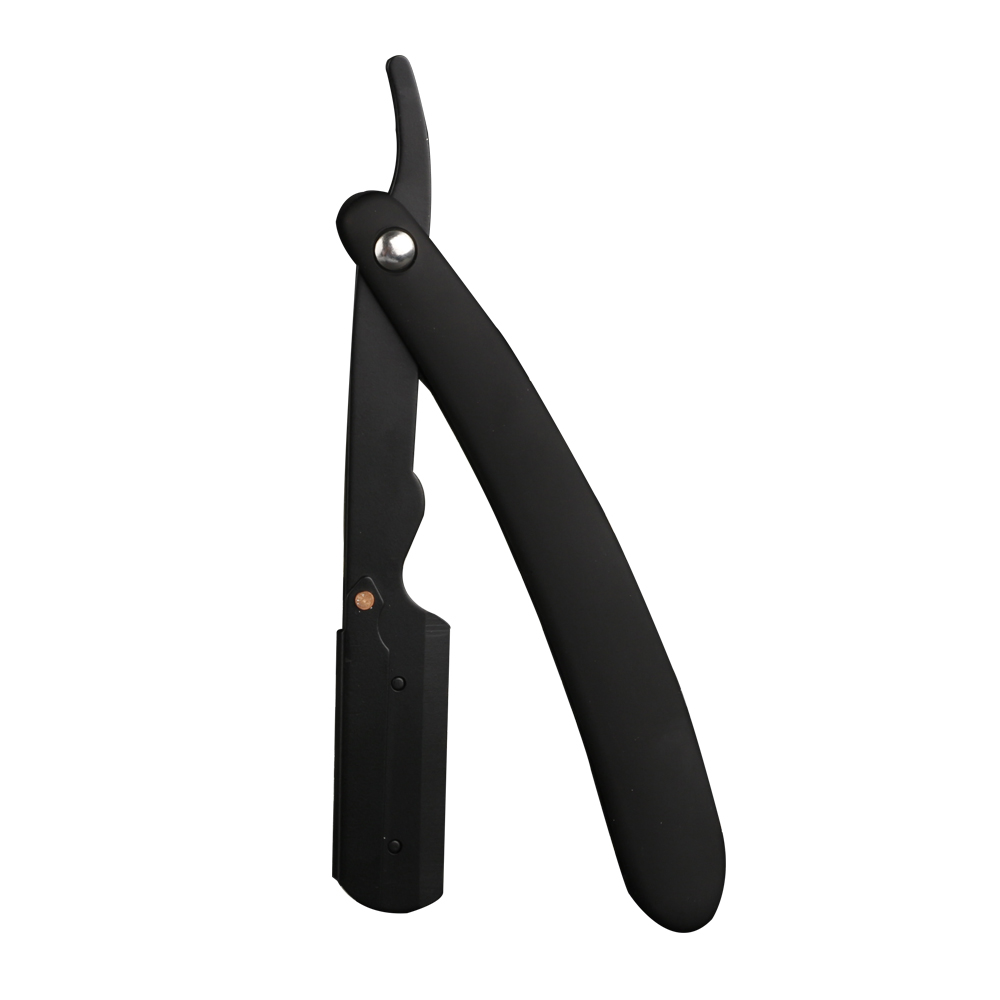Maquinilla de afeitar Manual para Barba, afeitadora de pelo de mano plegable, herramientas de depilación (sin rebanada de afeitado), accesorios para peluquero y salón: Negro