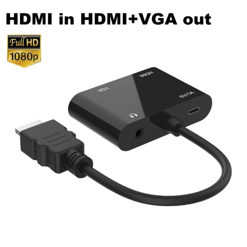 1080P Hdmi Naar Vga Hdmi Converter Splitter Kabel Adapter Met Audio Hdmi & Vga Out Tegelijk Voor PS4 Apple tv Pc Laptop