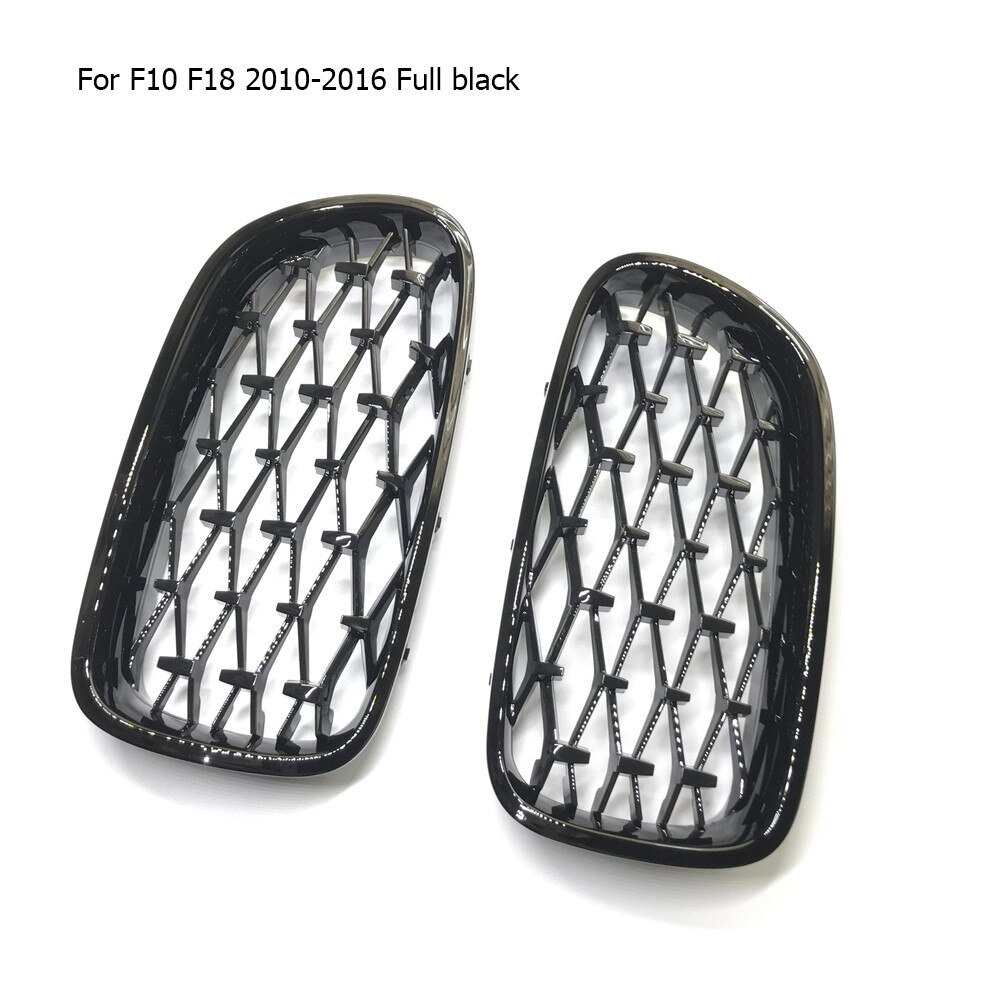 Un par de parrillas de diamantes plateadas/negras con estilo para coche, rejilla delantera ovoide doble para BMW F30 F31 F35 F10 F18 G30 G38 F32 F82: F10 Black