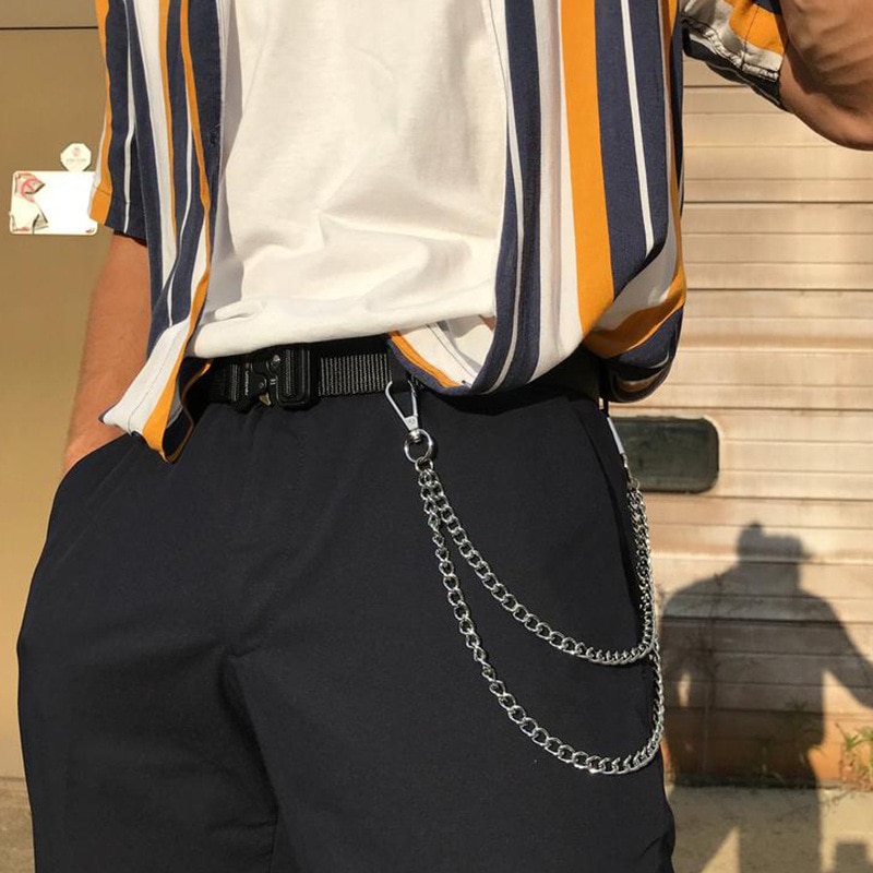 Cadena para pantalones Unisex, llavero de Punk Rock de Metal para mujer, llavero de cintura para hombre, llavero para pantalones vaqueros Hip-hop, billetera para hombre 345