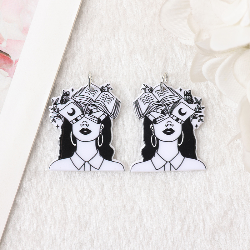 10 Uds. De dijes de libros mágicos, esqueleto para mujer, ama libros para pendientes, llavero, colgante, collar, fabricación Diy: Violeta