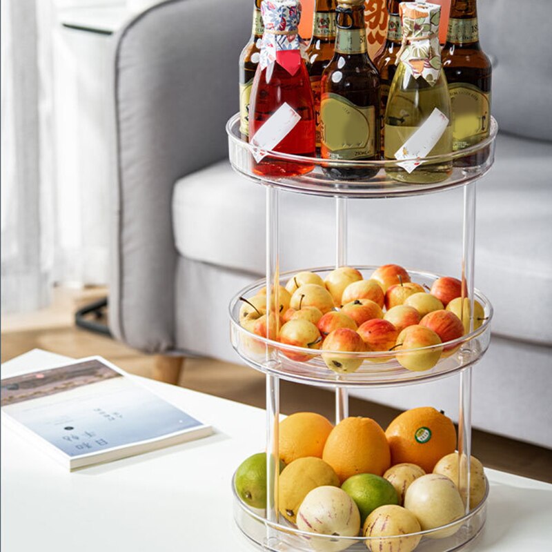 Round Rotating Condiments Storage Rack Double-Layer Condiments Turntable Spice Container Kitchen Supplies Organizer Storage Rack