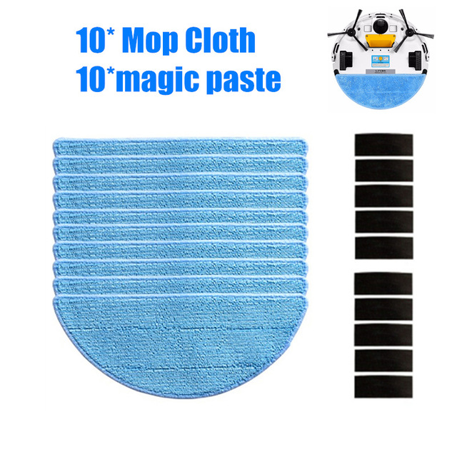 10 * paño de mopa + 10 * accesorios de pasta mágica para Ilife V50 V55 V5 V5s V5s pro V3 V3s pro x5 ILIFE V7, piezas de Robot aspirador: FXIL-10