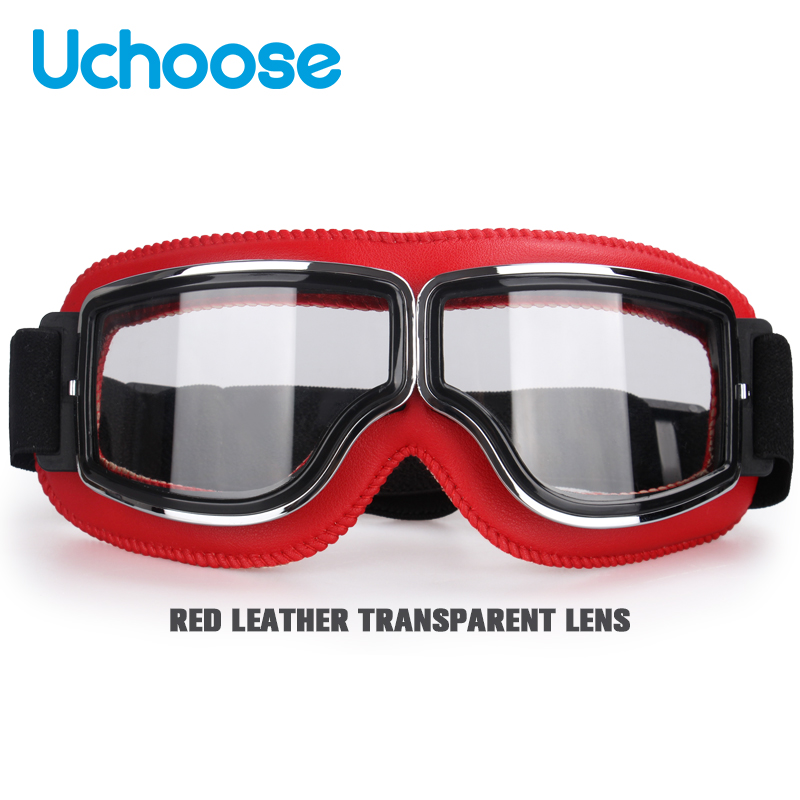 Winddichte motorhelmbril Leer Veiligheid Beschermend Antireflectie Motocross Cross-country Steampunk Glas Verschillende stijlen: Beige