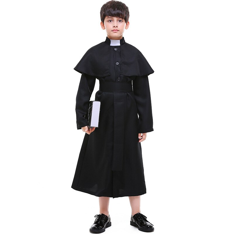 Kid Halloween Boys Missionary Priest Father Girls Nun Virgin Mary Outfit Church Role Costume: Boys / M