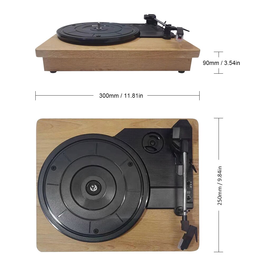 Magnétophone Antique avec disque tournant, 33/45/78 tr/min, Jack casque RCA en vinyle, couleur bois, haut-parleur phonographe Portable