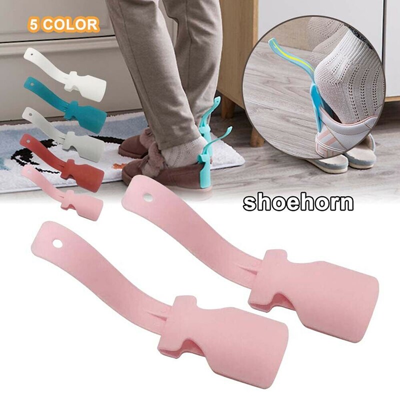 4pcs Unisex Lazy Shoe Helpers Portable Plastic Handled Sock Shoe Slider Lifting Wearing Helper Fits for Seniors Kids All Shoes