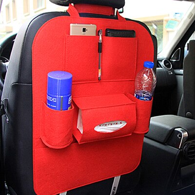 Car Rear Seat Storage Box Multi-pocket Storage Bag for Porsche 911 918/Cayenne/Macan/Macan S/Panamera/Cayman/Carrera/Boxster: Red