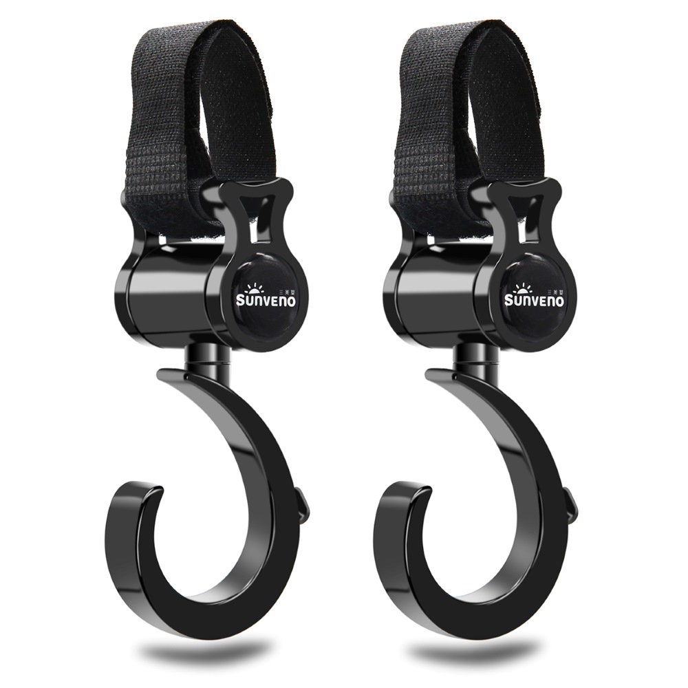 Sunveno Baby Stroller Hooks Pram Rotate 360 Diaper Bag Hanger Baby Kids Activity Gear Stroller Accessories 2pcs/set