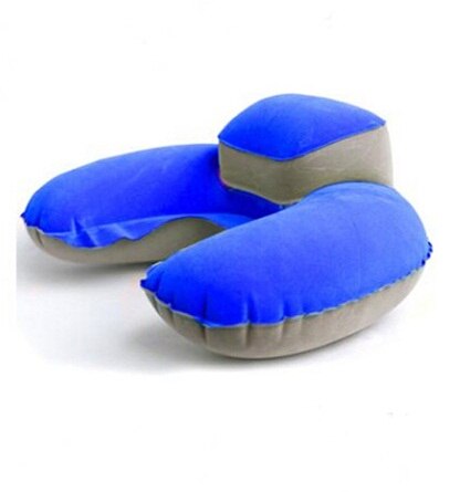 U form sprænge behagelig nakkepude pvc flocking pude til flyrejse bærbar rejse pude oppustelig nakke pude: 892273