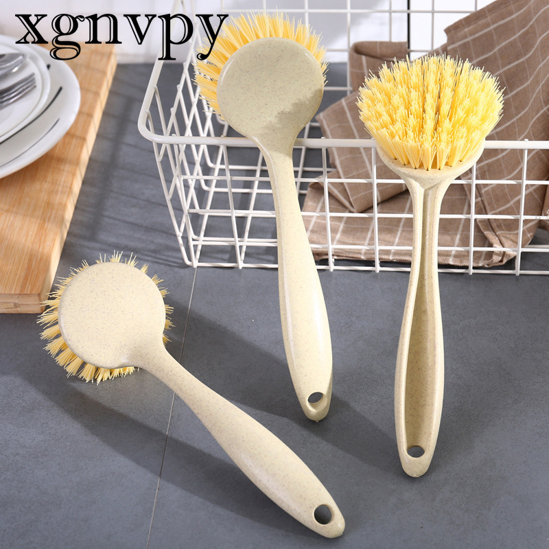 xgnvpy Spazzola per pulizia manico lungo Pentola multifunzionale Lavello Piatto Ciotola Strumento per il lavaggio Rimozione macchie Utilità da cucina